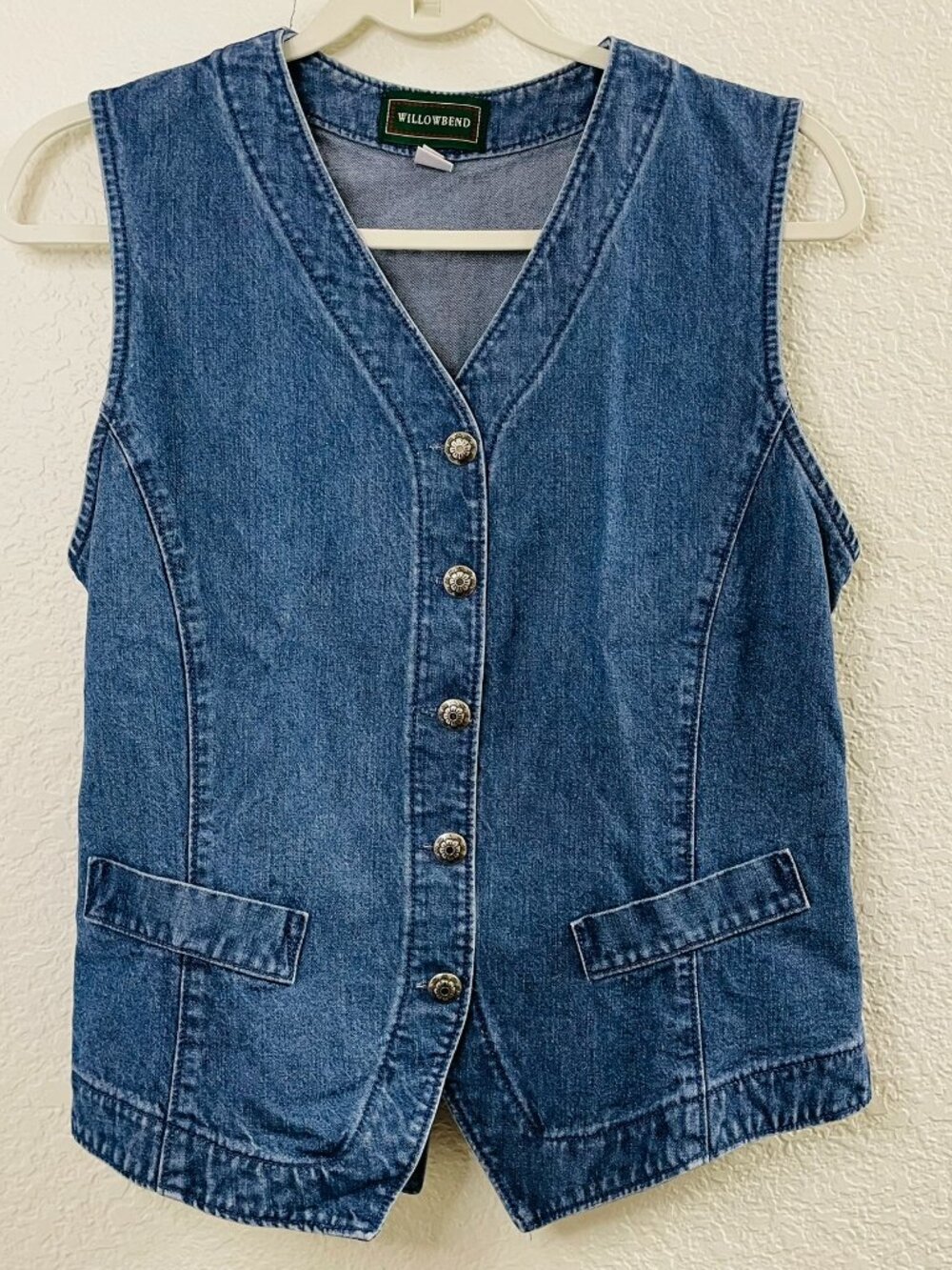 Willowbend Vintage Button Down Tie Back Denim Jean Vest Made in USA | Small